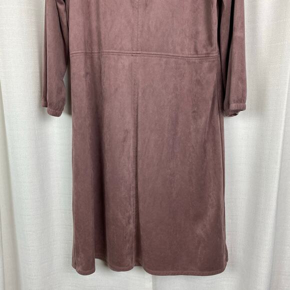 J.Jill Wearever Mauve Haze Ultrasoft Faux Suede Knit Fit&Flare Dress Sz.L Tall - Picture 14 of 15